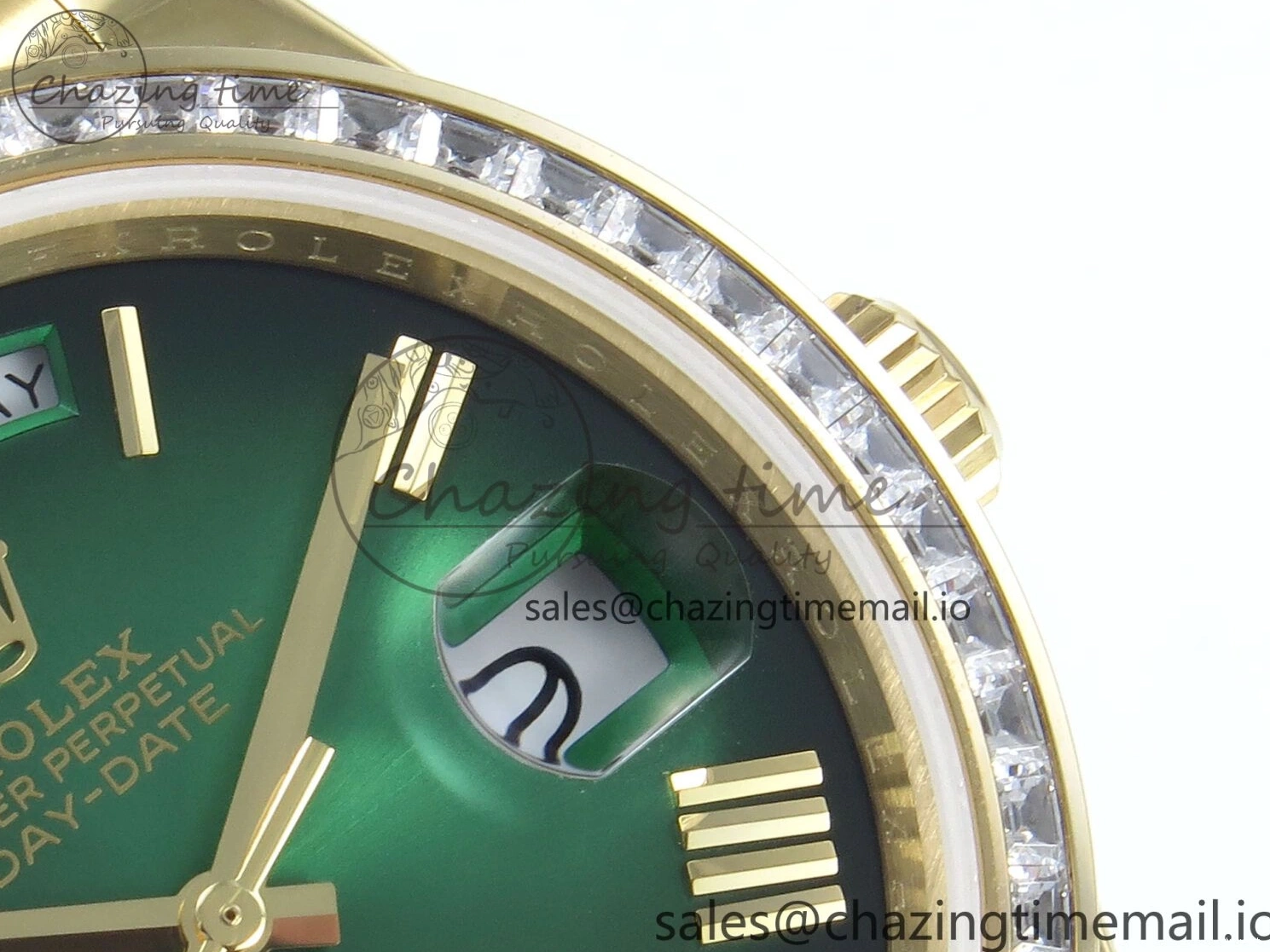 Bracelet Black 40 QF Diamonds Weight) Best YG on DayDate A2836 Dial V5 (Gain Bezel President Green Edition 1:1 0429
